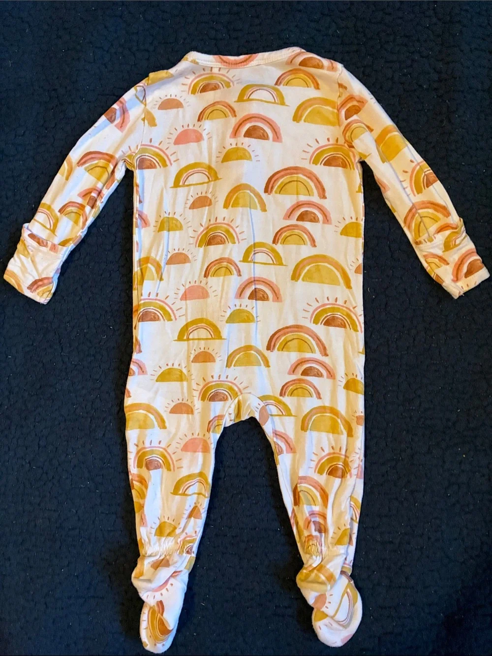 Angel Dear Cream Footed One-Piece with Pink & Yellow Rainbow Print
